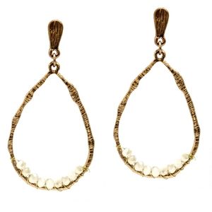 Teardrop Dangling Earrings Women | Teardrop Shaped with Ivory Beads Earrings